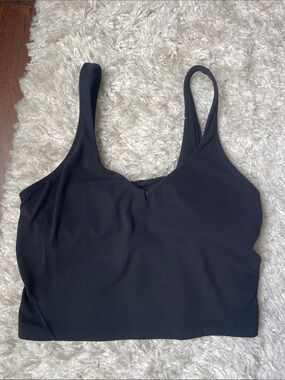 Lululemon Black Seamless Align Scoop Neck Crop Tank Top size 6
